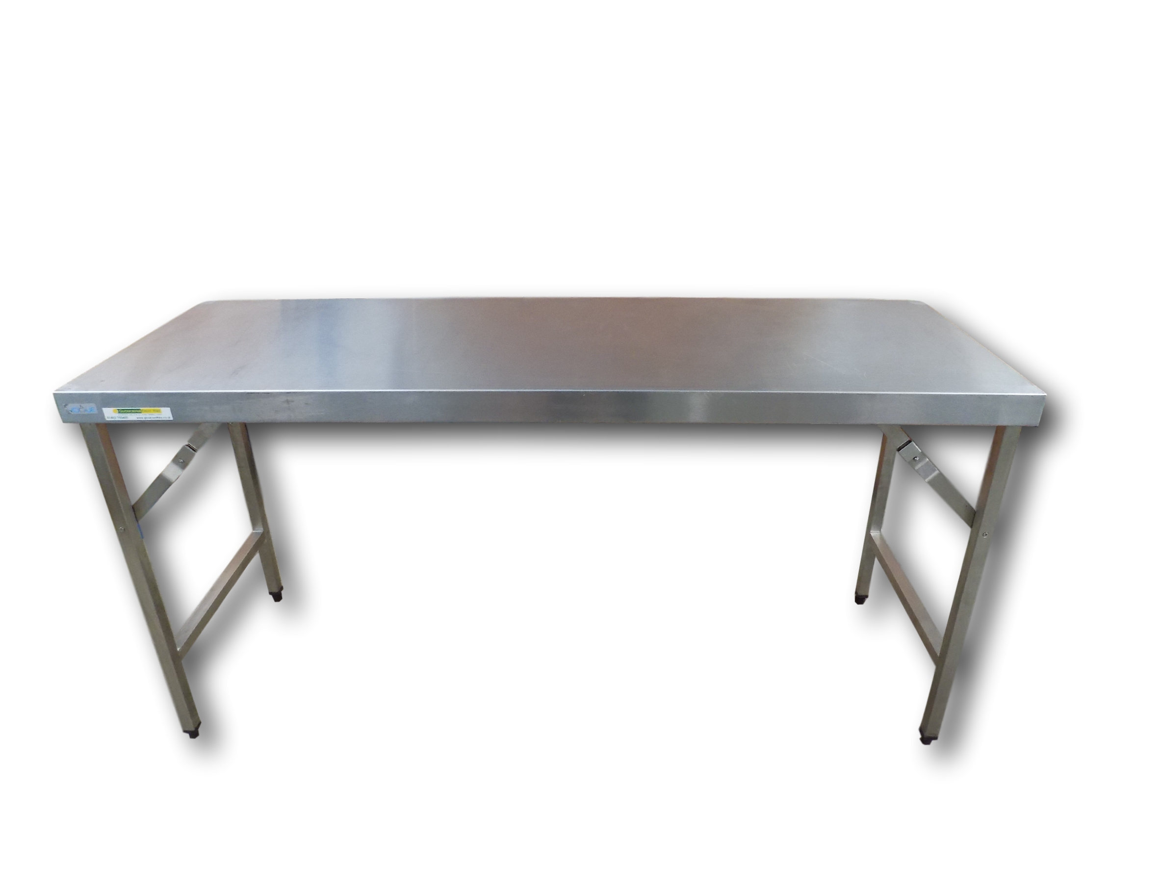 Gloucester Event Hire - 1800mm Stainless Steel Prep. Table. Folding Legs Stainless Steel Folding Prep Table